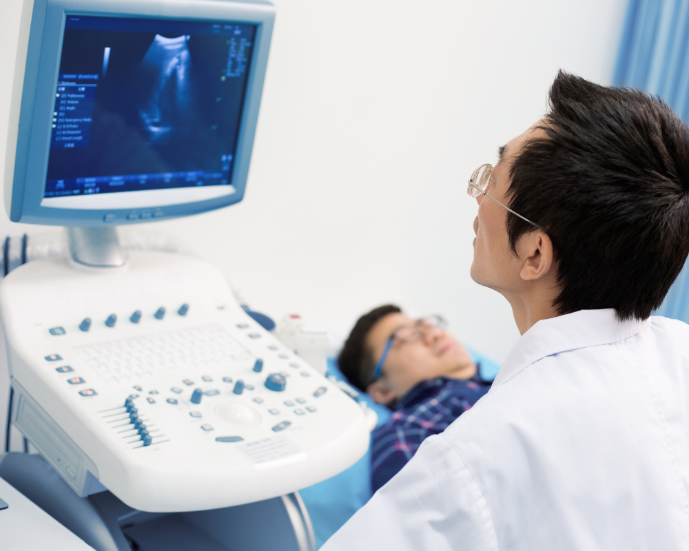 a doctor checking a scan